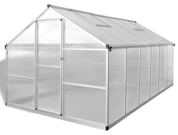 Zpevněný hliníkový skleník s podkladovým rámem 9,025 m²
