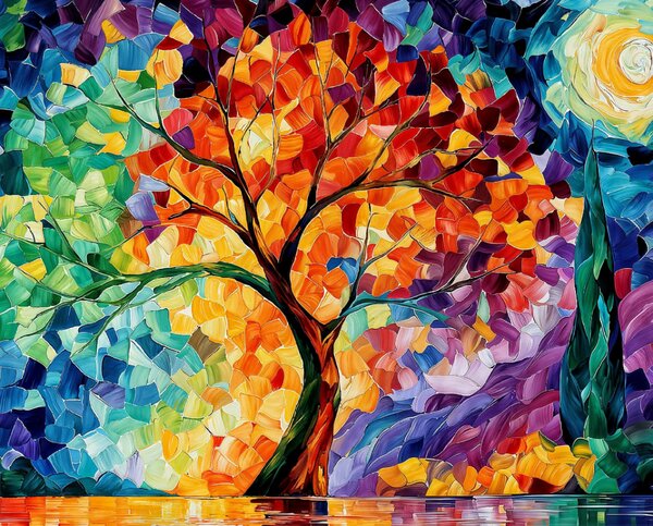 Obraz na plátně - Strom života Katedrála barev FeelHappy.cz Velikost obrazu (šířka x výška): 40 x 30 cm