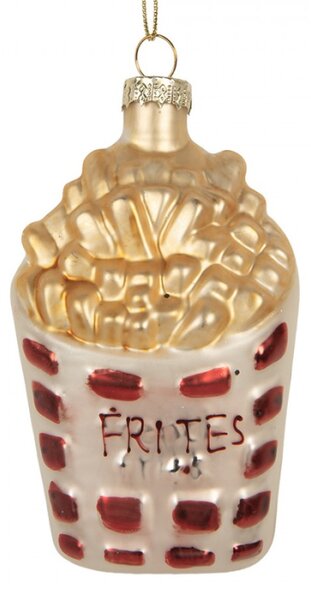 Skleněná vánoční ozdoba hranolky Frites – 6x3x10 cm