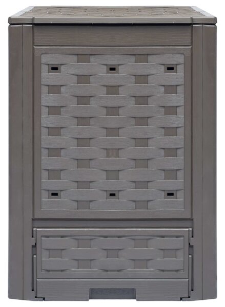 Zahradní kompostér hnědý 60 x 60 x 83 cm 300 l plast ratan