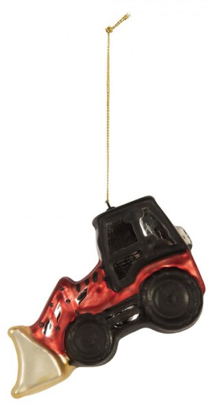 Skleněná vánoční ozdoba černé auto / bagr – 12x4x8 cm