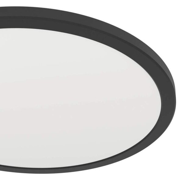 Eglo ZIGBEE 901464 ROVITO-Z - Stropní LED kulaté RGB svítidlo ovládané ovladačem, nebo z mobilní aplikace, LED 18,5W, Ø 39cm, IP44 (Přisazené moderní chytré LED svítidlo v černé barvě s horním RGB světlem)