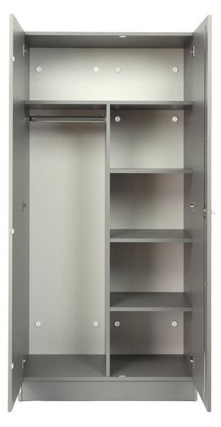 Dřevěná šatní skříň Visio LUX, 90 x 45 x 185 cm, cylindrický zámek, šedá