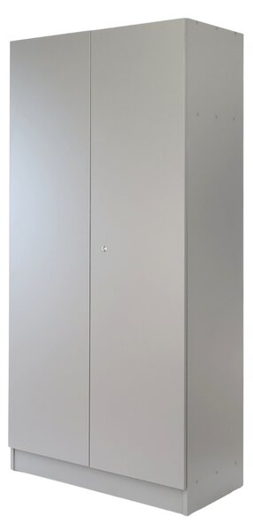 Dřevěná šatní skříň Visio LUX, 90 x 45 x 185 cm, cylindrický zámek, šedá