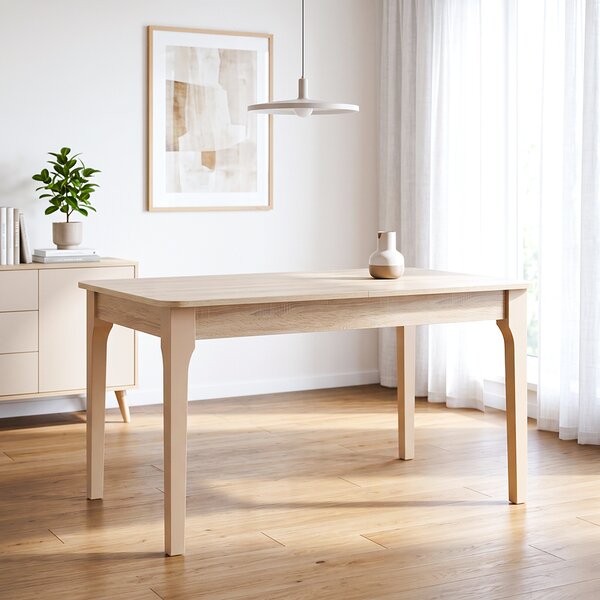 Rozkládací jídelní stůl CEPRANO | 120x85 cm | deska LTD s ABS + nohy masiv | oblé hrany | kvalitní zpracování | sonoma