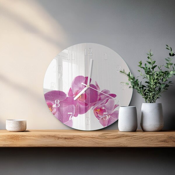 Skleněné hodiny na stěnu Orchidej zsob-fi30-00085518