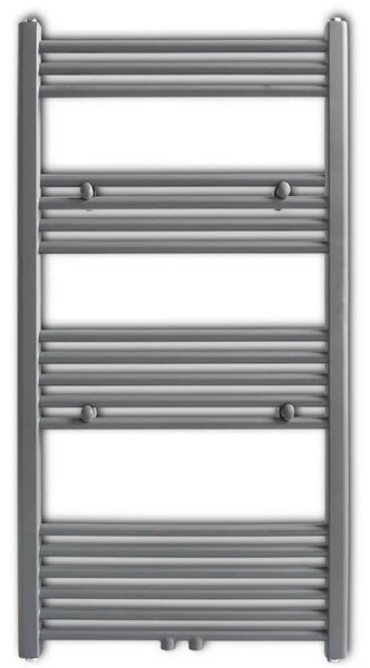 Šedý žebříkový radiátor na ručníky rovný ústřední topení 600 x 1160 mm