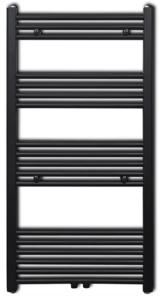 Černý žebříkový radiátor na ručníky rovný ústřední topení 600x1160 mm