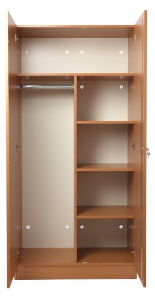 Dřevěná šatní skříň Visio, 90 x 45 x 185 cm, cylindrický zámek, buk