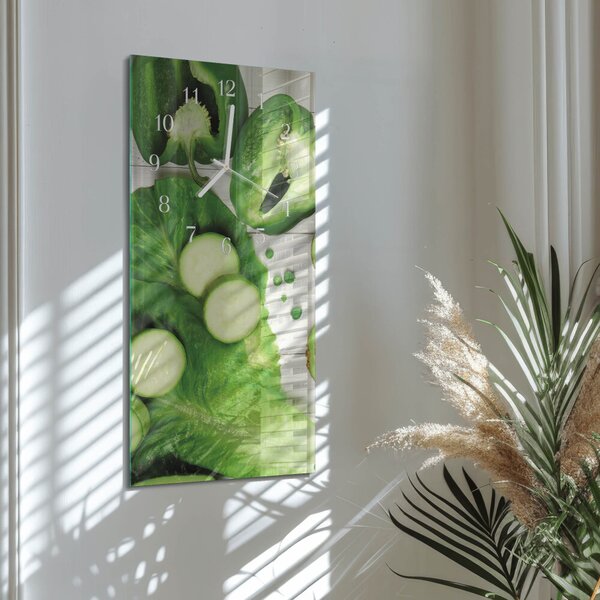 Skleněné hodiny vertikální Zelenina zsppb-30x60-00085015