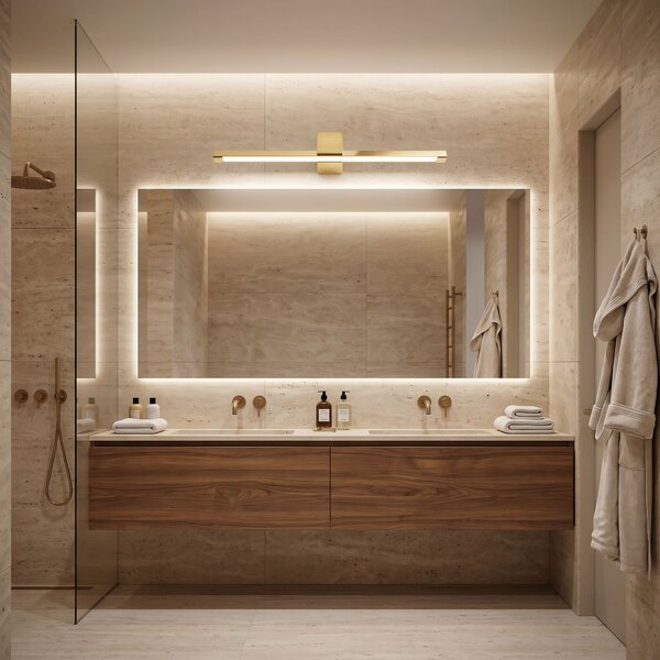 Toolight Toolight, LED koupelnové nástěnné svítidlo 60cm, 12W, 1500lm, SWE044-1W, zlatá lesklá, OSW-20144
