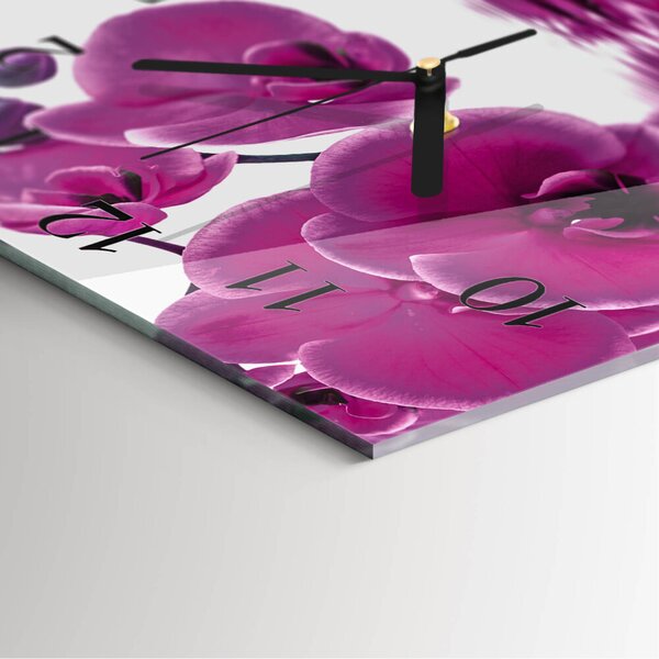 Skleněné hodiny na stěnu Orchidej zskc-30x30-00178850