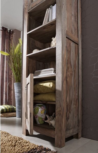 GREY WOOD Regál 200x55 cm, masivní indický palisandr