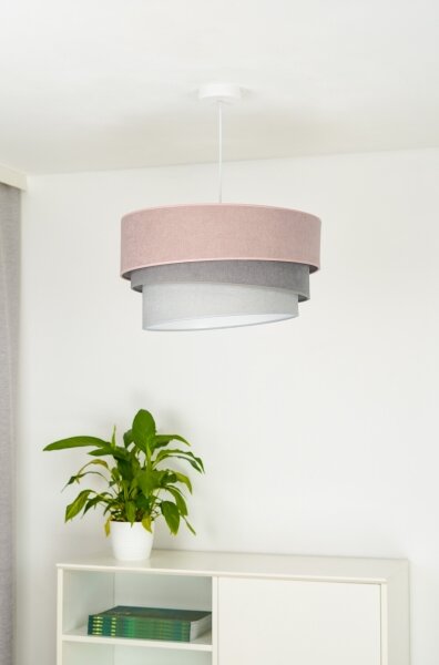 Duolla - Lustr na lanku TRIO 1xE27/15W/230V pr. 45 cm růžová/šedá/bílá