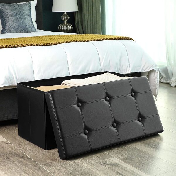 SONGMICS Úložný sedací box čalouněný černý 76 x 38 x 38 cm