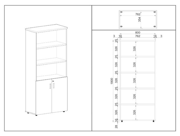 Vysoká skříň SimpleOffice 80 x 40 x 180 cm, třešeň