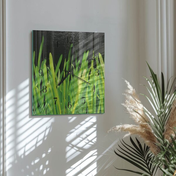 Skleněné hodiny na stěnu Tráva zskc-30x30-00182390