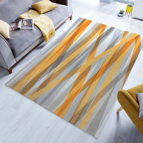 Flair Rugs, AKCE: 170x240 cm Kusový koberec Match Isabella Stripe Grey/Ochre, žlutá, chodba / předsíň