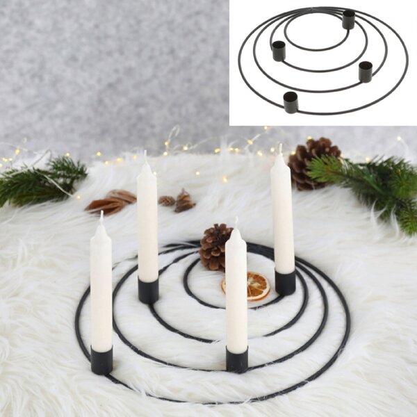 Adventní kovový svícen WREATH černý