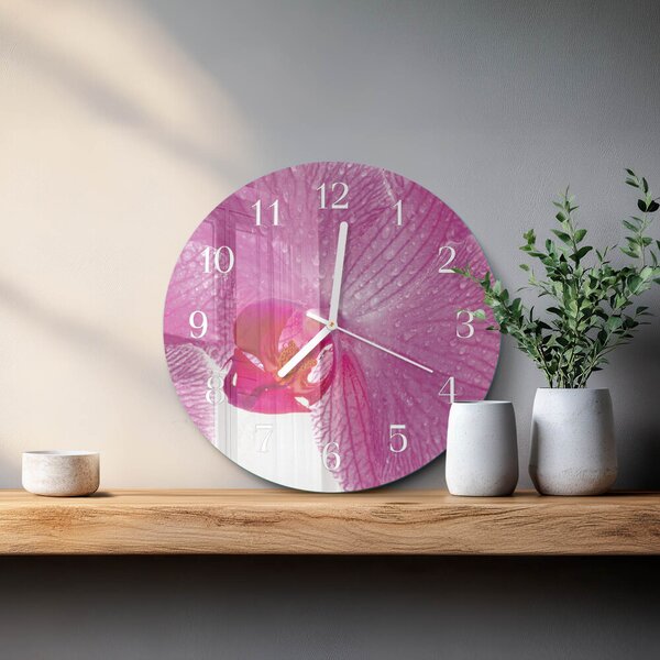 Skleněné hodiny na stěnu Orchidej zsob-fi30-00086356