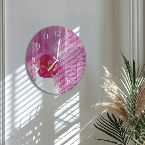 Skleněné hodiny na stěnu Orchidej zsob-fi30-00086356