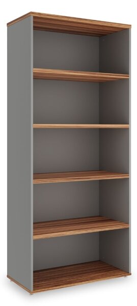 Vysoká skříň SimpleOffice 80 x 40 x 180 cm, ořech vlašský / šedá