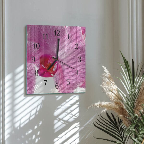 Skleněné hodiny na stěnu Orchidej zskc-30x30-00178018