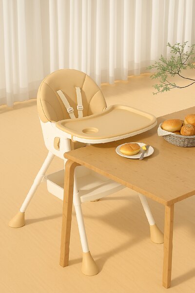 Židle na krmení KDK03 4v1 béžová + košík a kolečka ZDARMA