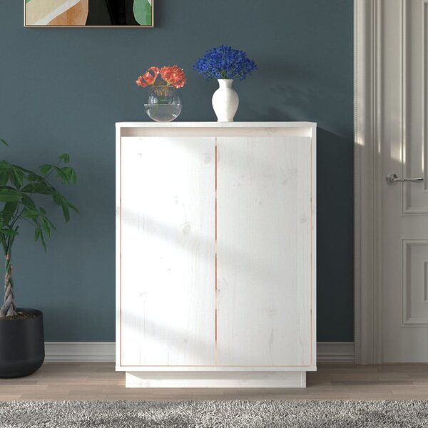 Botník bílý 60 x 35 x 80 cm masivní borové dřevo