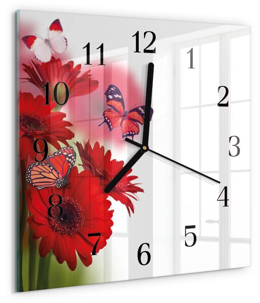Skleněné hodiny na stěnu Gerbera zskc-30x30-00176980