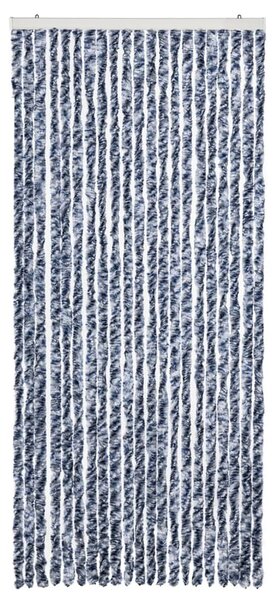 Závěs proti hmyzu modrý, bílý a stříbrný 90 x 220 cm Chenille