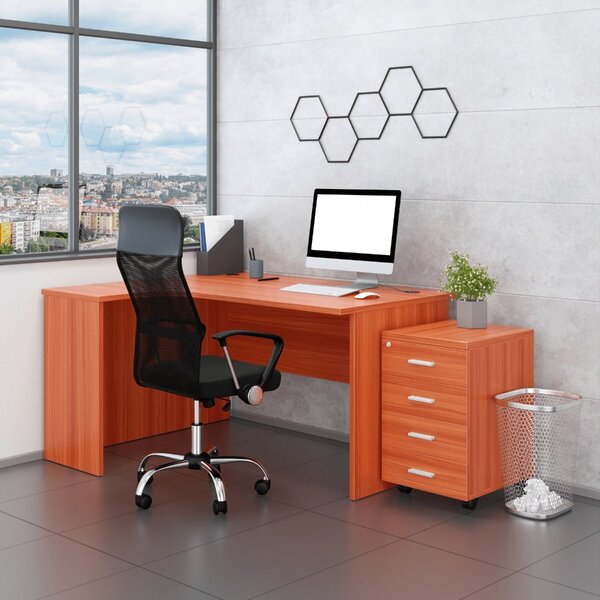Sestava kancelářského nábytku SimpleOffice 2, 140 cm, levá, třešeň