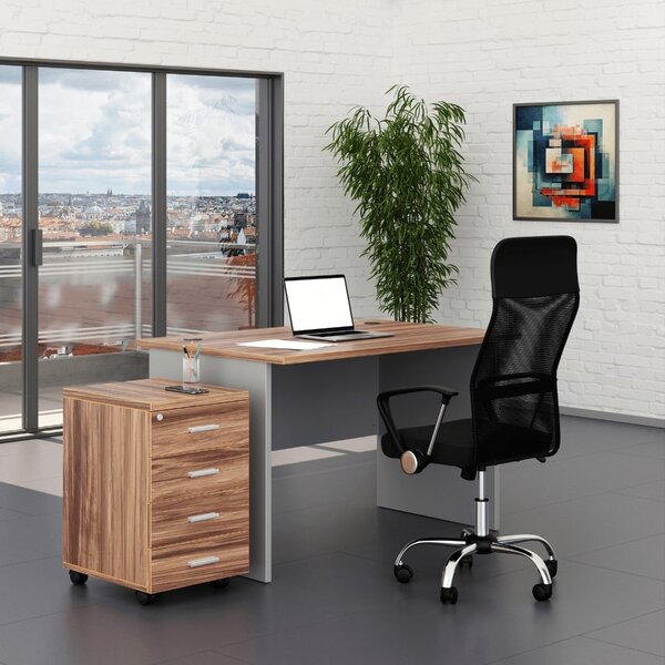Sestava kancelářského nábytku SimpleOffice 1, 120 cm, ořech vlašský / šedá