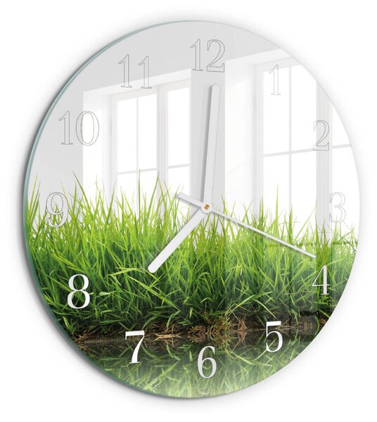 Skleněné hodiny na stěnu Tráva zsob-fi30-00081064