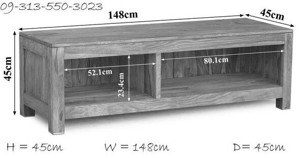 GREY WOOD TV stolek 148x45 cm, masivní indický palisandr