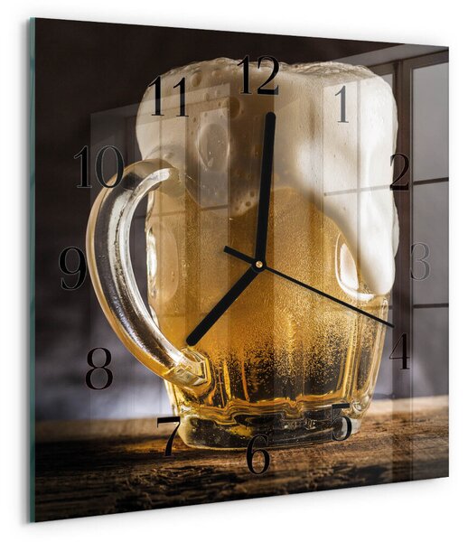 Skleněné hodiny na stěnu Pivo zskc-30x30-00176899