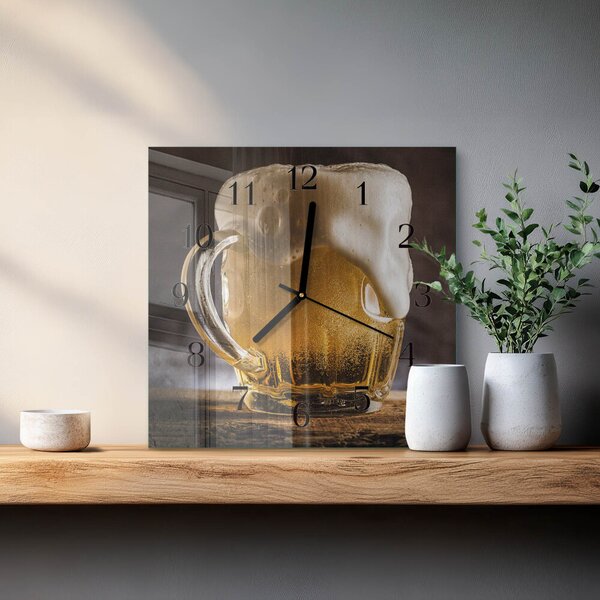 Skleněné hodiny na stěnu Pivo zskc-30x30-00176899