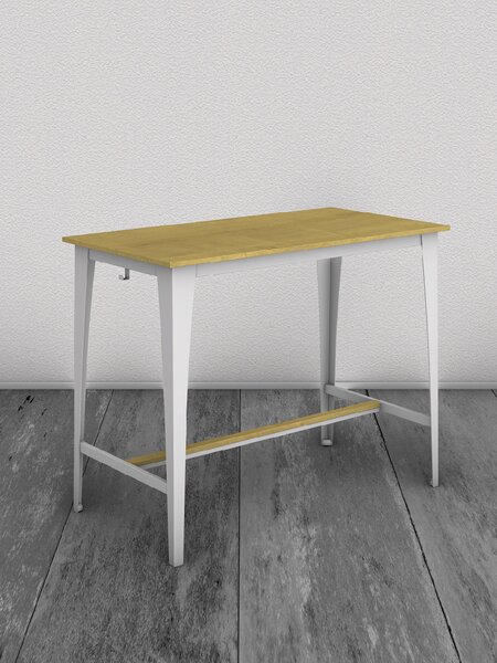Barový stůl bílý A30, masiv dub přírodní, 130 x 68 cm