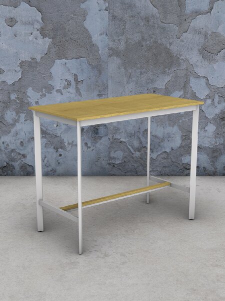 Barový stůl bílý A10, masiv dub přírodní, 130 x 68 cm