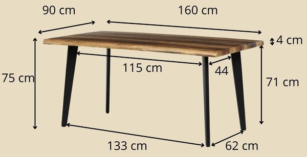 Vikio Stůl jídelní 160x90 staré dřevo noha kov AJS153OW