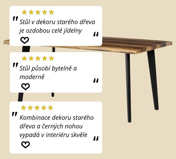 Vikio Stůl jídelní 160x90 staré dřevo noha kov AJS153OW