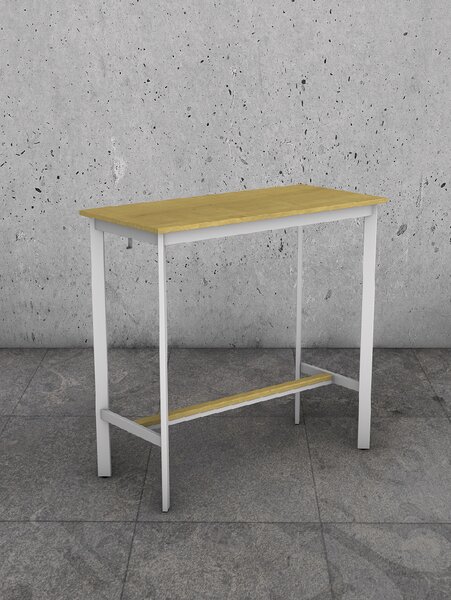 Barový stůl bílý A10, masiv dub přírodní, 110 x 51 cm