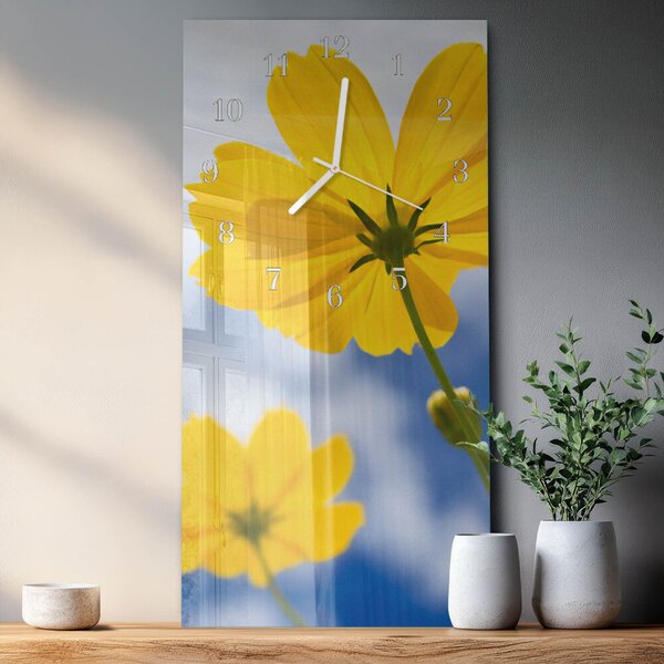 Skleněné hodiny vertikální Květ zsppb-30x60-00079453