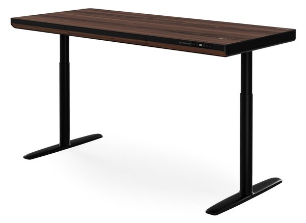 Elektrický psací stůl sit-stand se zásuvkou a bezdrátovou nabíječkou Qi černý/ořech, 1600 mm: ELLIS