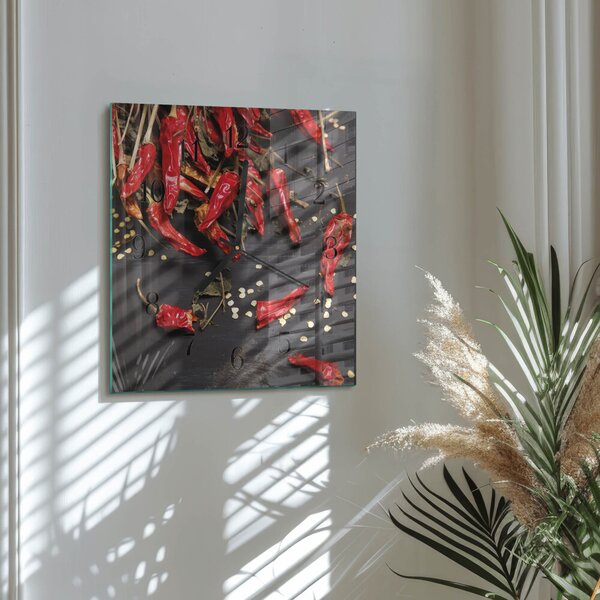 Skleněné hodiny na stěnu Chilli papričky zskc-30x30-00180958