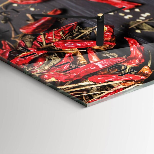 Skleněné hodiny na stěnu Chilli papričky zskc-30x30-00180958