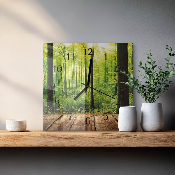 Skleněné hodiny na stěnu Les zskc-30x30-00178256