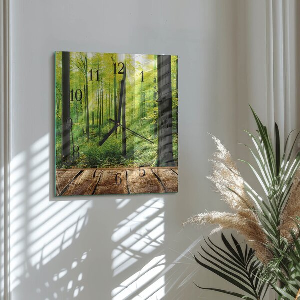 Skleněné hodiny na stěnu Les zskc-30x30-00178256