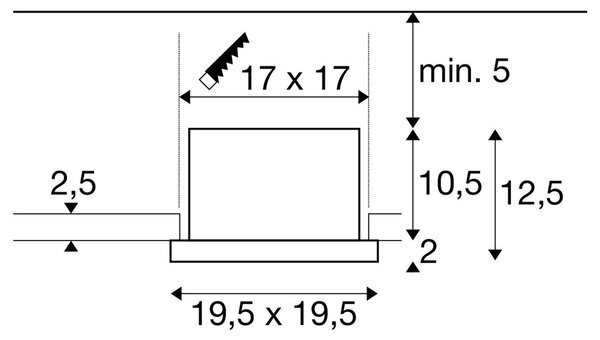 LA 1008570 KADUX vestavné svítidlo do stropu, jednoduché, 4000K, DALI 2, dotykové ovládání, 30°, černé - BIG WHITE (SLV)