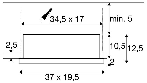 LA 1008571 KADUX vestavné svítidlo do stropu, jednoduché, 3000K, DALI 2, dotykové ovládání, 30°, bílá - BIG WHITE (SLV)